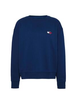 Sweat Tommy Jeans Badge Crew Navy Pour Femme