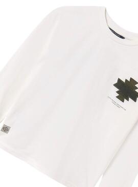 T-shirt Mayoral Appliqué Brodé Blanc enfant