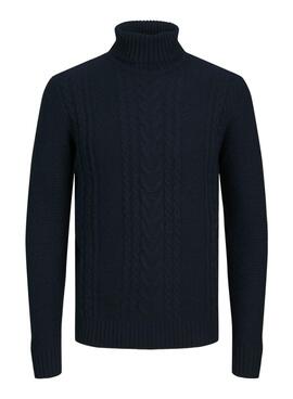 Pull Jack and Jones Graig Col Roulé Marine pour hommes