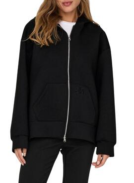 Sweat Only Tanvi Oversize avec fermeture éclair Noir pour femme