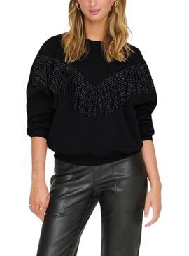 Sweat Only Frey Noir avec Franges pour femme