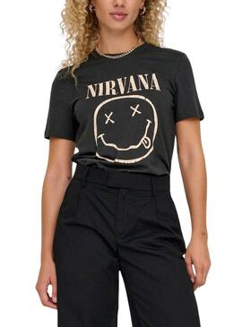 T-shirt Only Nirvana Gris et Jaune pour femme