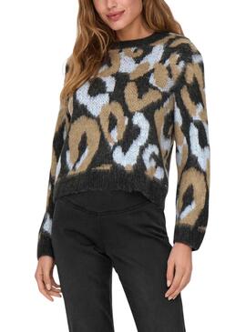 Pull Only Wild Imprimé Animal Rose et Camel pour femme