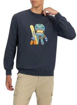 Sweatshirt El Pulpo Imprimé  Snowboard Marine pour Homme