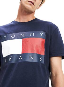 T-Shirt Tommy Jeans Flag Marine Pour Homme