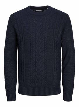 Pull Jack and Jones Craig Torsadé Marine pour Homme