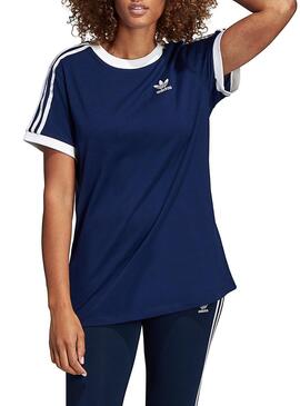 T-Shirt Adidas 3Stripes Bleu Foncé Femme