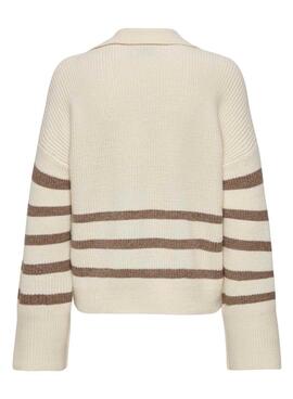 Pull Only Monna A Rayures Beige pour femme