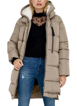 Manteau Matelassé Only New Nora Long Taupe pour femme