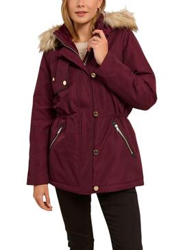 Parka Naf Naf Bupark Bordeaux pour femme