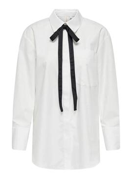 Chemise Only Moco Blanche Nœud Noir pour femme