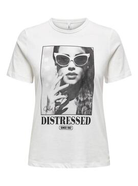T-shirt Only Alba blanc pour femme