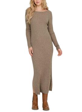 Robe maxi en tricot côtelé Only Katia en beige pour femme