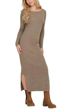Robe maxi en tricot côtelé Only Katia en beige pour femme