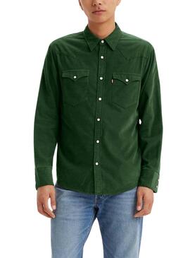 Chemise Levi's Barstow Western en velours côtelé vert pour homme