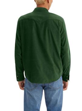 Chemise Levi's Barstow Western en velours côtelé vert pour homme