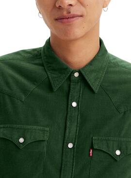 Chemise Levi's Barstow Western en velours côtelé vert pour homme