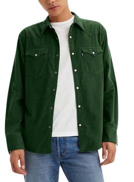 Chemise Levi's Barstow Western en velours côtelé vert pour homme