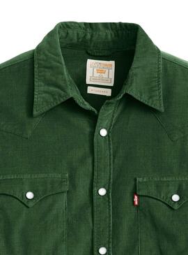Chemise Levi's Barstow Western en velours côtelé vert pour homme