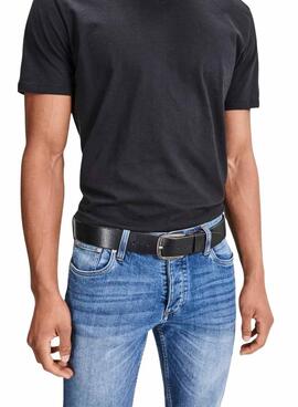 Ceinture en cuir noir pour homme Jack And Jones Paul
