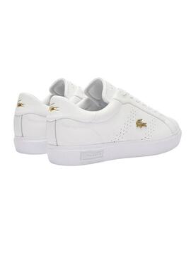 Baskets Lacoste Powercourt blanches pour femme.