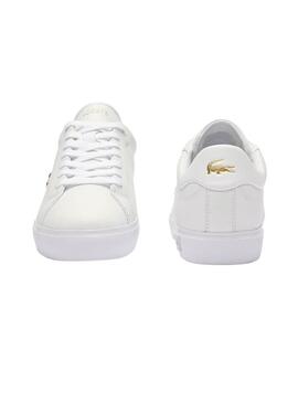 Baskets Lacoste Powercourt blanches pour femme.