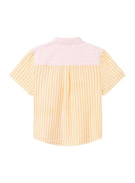 Chemise Name It à rayures jaunes et roses pour fille