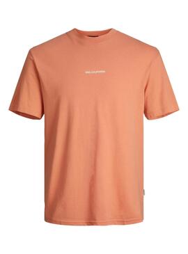 T-shirt Jack and Jones Raruba orange pour homme.