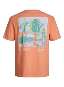 T-shirt Jack and Jones Raruba orange pour homme.