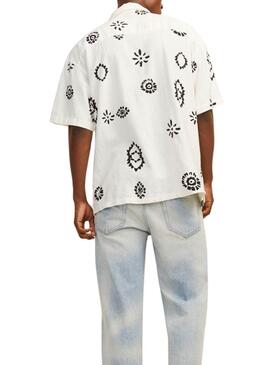 Chemise Jack and Jones blanche Noto pour homme.