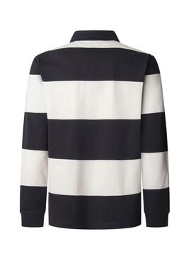 Polo Pepe Jeans Brandon à rayures noir et blanc pour homme