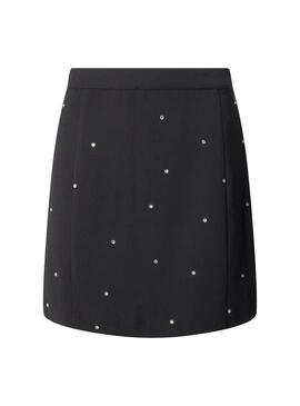 Jupe Pepe Jeans Aurora en strass noir pour femme
