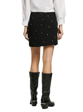 Jupe Pepe Jeans Aurora en strass noir pour femme
