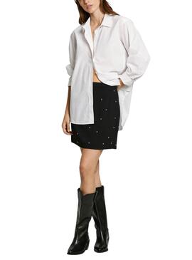 Jupe Pepe Jeans Aurora en strass noir pour femme