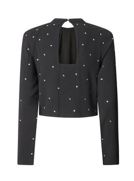 Haut Pepe Jeans Ava avec strass noir pour femme