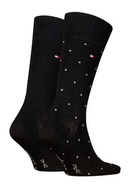 Pack 2 chaussettes à pois noires Tommy Hilfiger pour homme