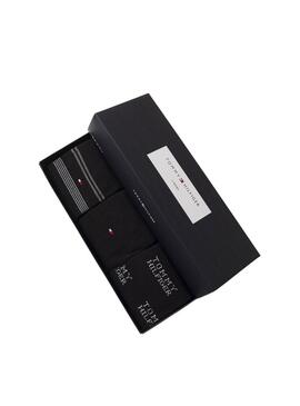 Boîte cadeau 3 paires de chaussettes Tommy Hilfiger noires pour homme