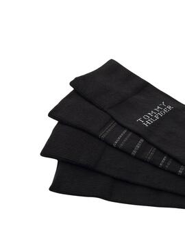 Boîte cadeau 4 chaussettes Tommy Hlfiger noires pour homme