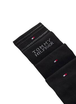Boîte cadeau 4 chaussettes Tommy Hlfiger noires pour homme