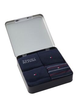 Boîte cadeau 4 chaussettes Tommy Hlfiger marine pour homme