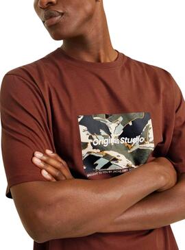 T-shirt Jack and Jones Vesterbro marrón pour homme