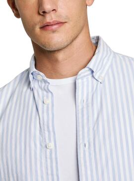 Chemise Pepe Jeans Ander à rayures bleues pour homme