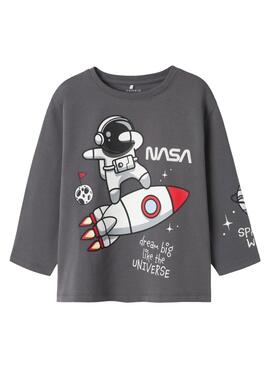 T-shirt Name It Dalum Nasa gris pour garçon