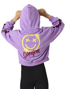 Sweat à capuche Only Smile mauve pour fille