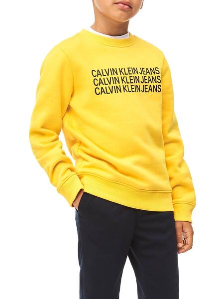 Sweat Calvin Klein Triple Logo Jaune Enfante