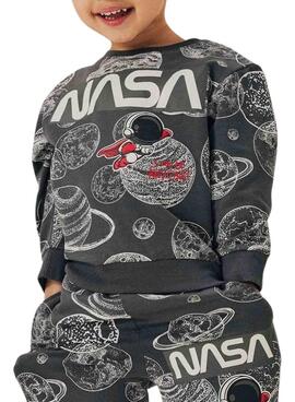 Sweat-shirt Name It Daim Nasa gris pour garçon