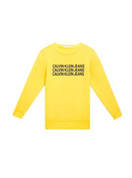 Sweat Calvin Klein Triple Logo Jaune Enfante