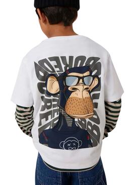 T-shirt Name It Dyn Bored blanc pour garçon