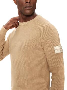 Pull Calvin Klein Jeans Easy beige pour homme