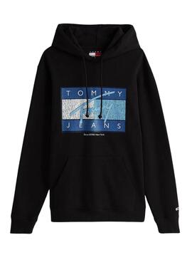 Sweat à capuche Tommy Jeans DNA noir pour homme